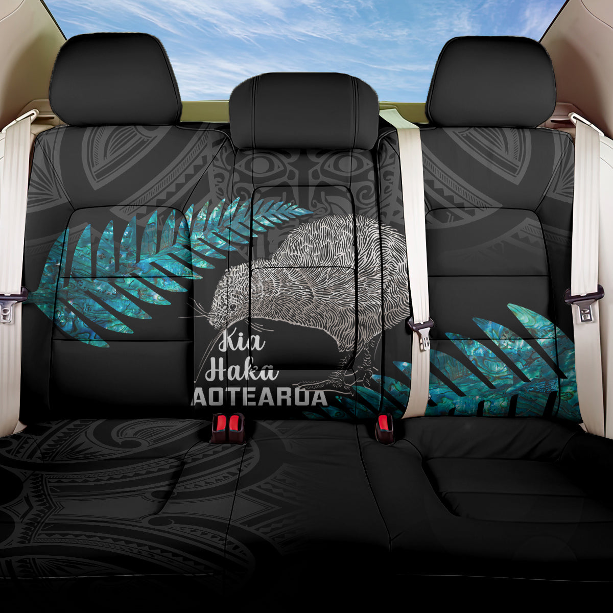 New Zealand Silver Fern Rugby Back Car Seat Cover Pacific 2023 Kia Haka Kiwis With Maori Ta Moko
