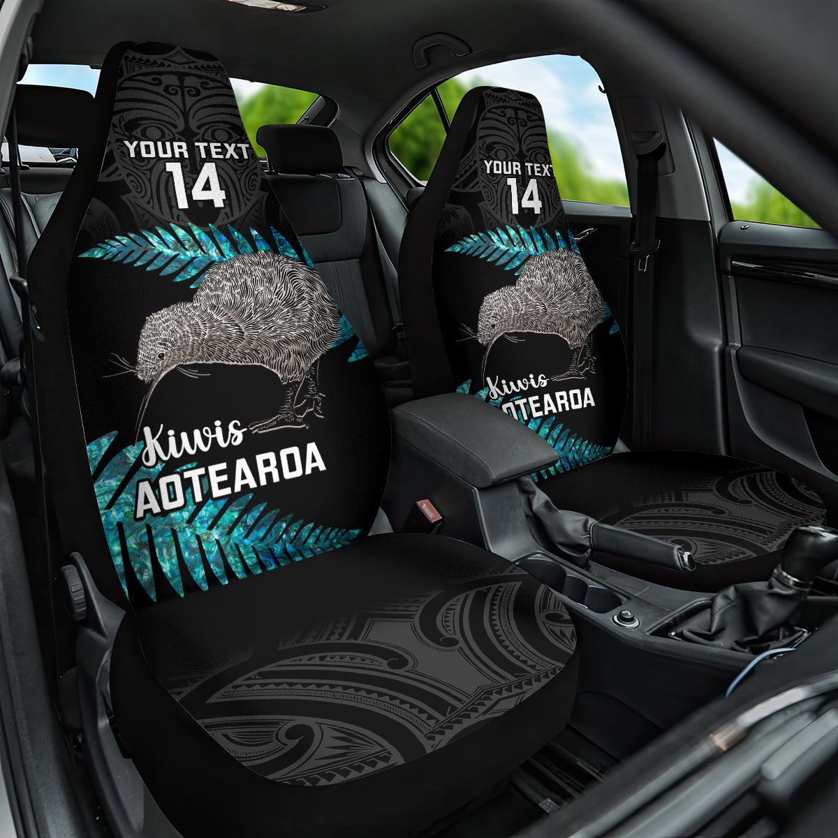 Custom New Zealand Silver Fern Rugby Car Seat Cover Pacific 2023 Kia Haka Kiwis With Maori Ta Moko - Vibe Hoodie Shop