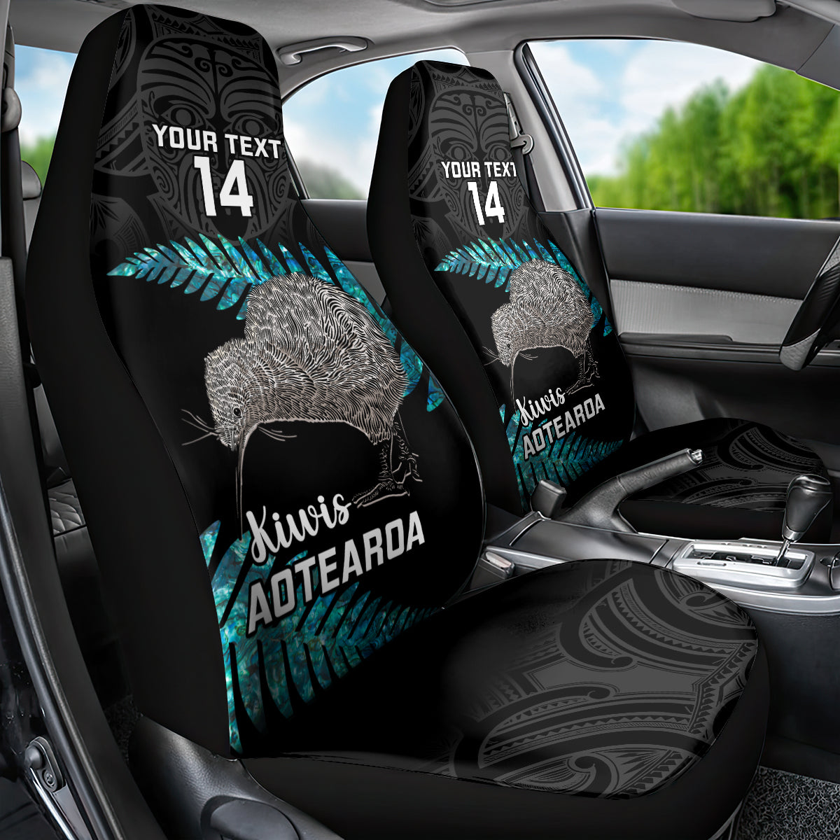 Custom New Zealand Silver Fern Rugby Car Seat Cover Pacific 2023 Kia Haka Kiwis With Maori Ta Moko - Vibe Hoodie Shop