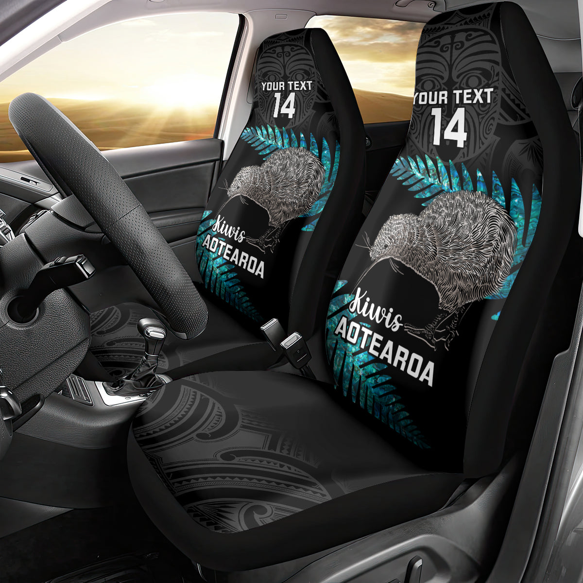 Custom New Zealand Silver Fern Rugby Car Seat Cover Pacific 2023 Kia Haka Kiwis With Maori Ta Moko - Vibe Hoodie Shop