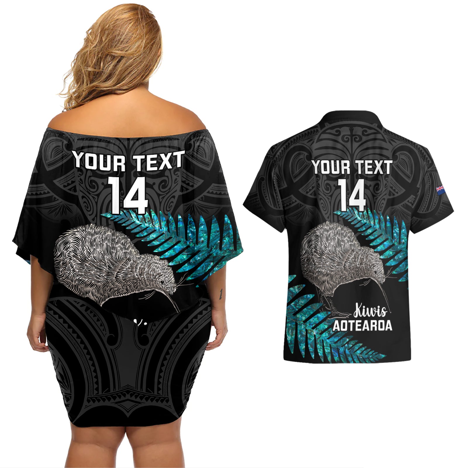 custom-new-zealand-silver-fern-rugby-couples-matching-off-shoulder-short-dress-and-hawaiian-shirt-pacific-2023-kia-haka-kiwis-with-maori-ta-moko