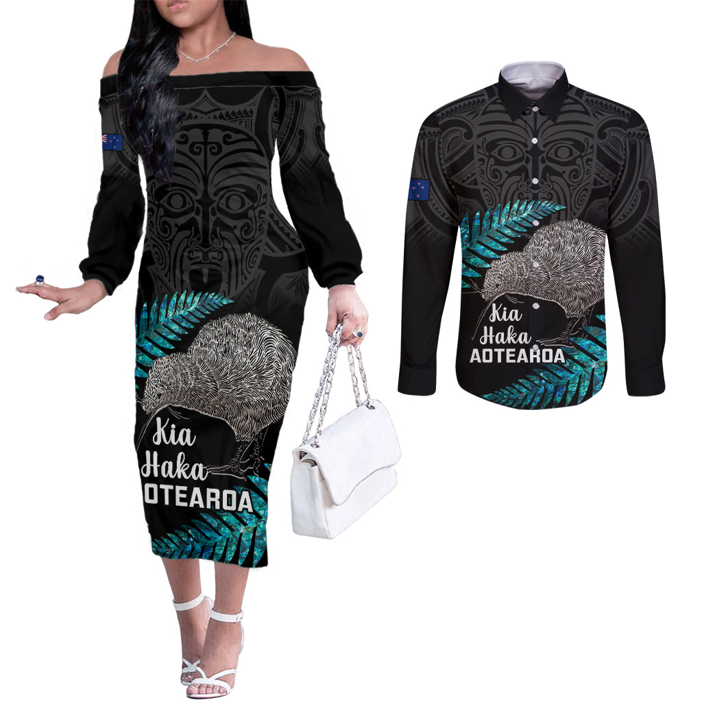 custom-new-zealand-silver-fern-rugby-couples-matching-off-the-shoulder-long-sleeve-dress-and-long-sleeve-button-shirts-pacific-2023-kia-haka-kiwis-with-maori-ta-moko