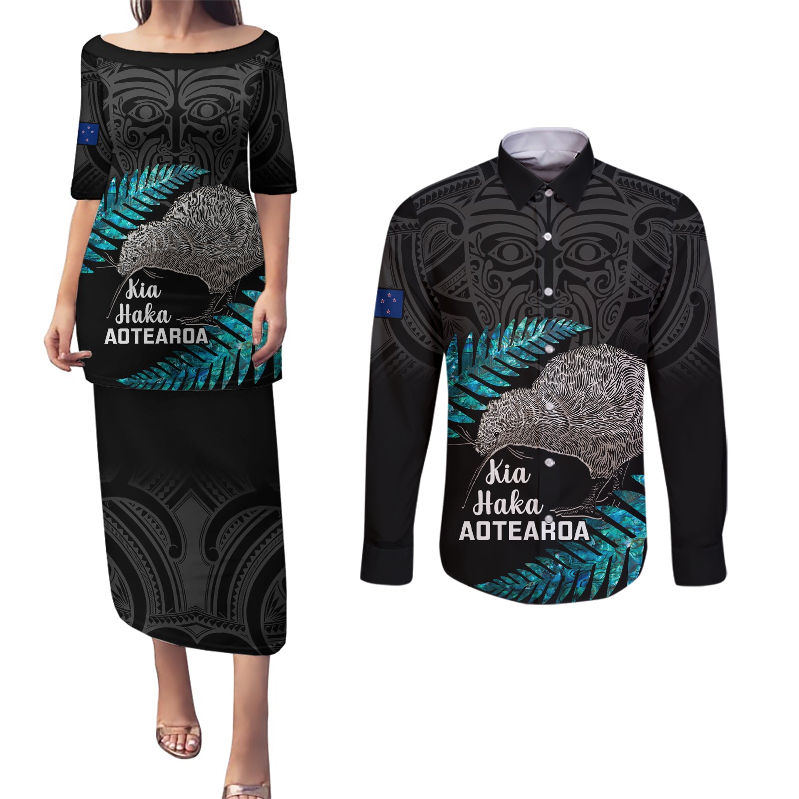 custom-new-zealand-silver-fern-rugby-couples-matching-puletasi-dress-and-long-sleeve-button-shirts-pacific-2023-kia-haka-kiwis-with-maori-ta-moko