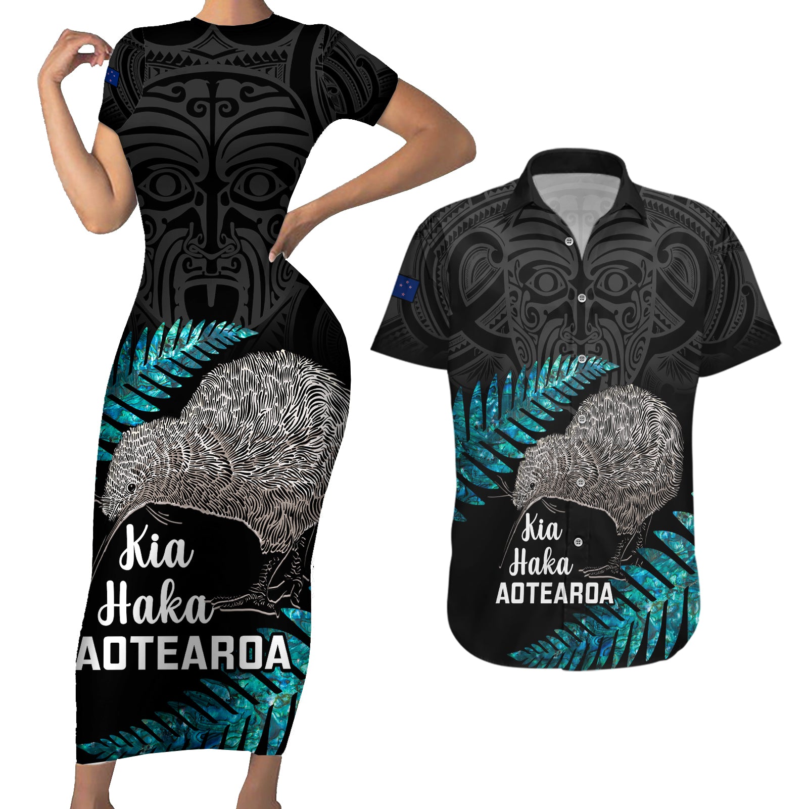 custom-new-zealand-silver-fern-rugby-couples-matching-short-sleeve-bodycon-dress-and-hawaiian-shirt-pacific-2023-kia-haka-kiwis-with-maori-ta-moko