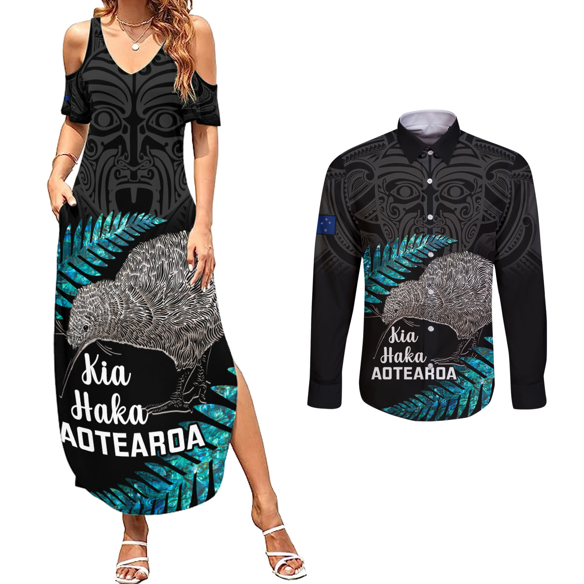 custom-new-zealand-silver-fern-rugby-couples-matching-summer-maxi-dress-and-long-sleeve-button-shirts-pacific-2023-kia-haka-kiwis-with-maori-ta-moko