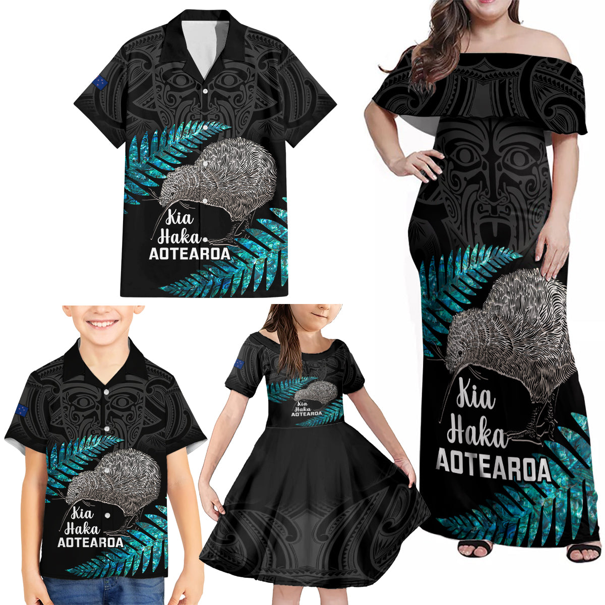 custom-new-zealand-silver-fern-rugby-family-matching-off-shoulder-maxi-dress-and-hawaiian-shirt-pacific-2023-kia-haka-kiwis-with-maori-ta-moko