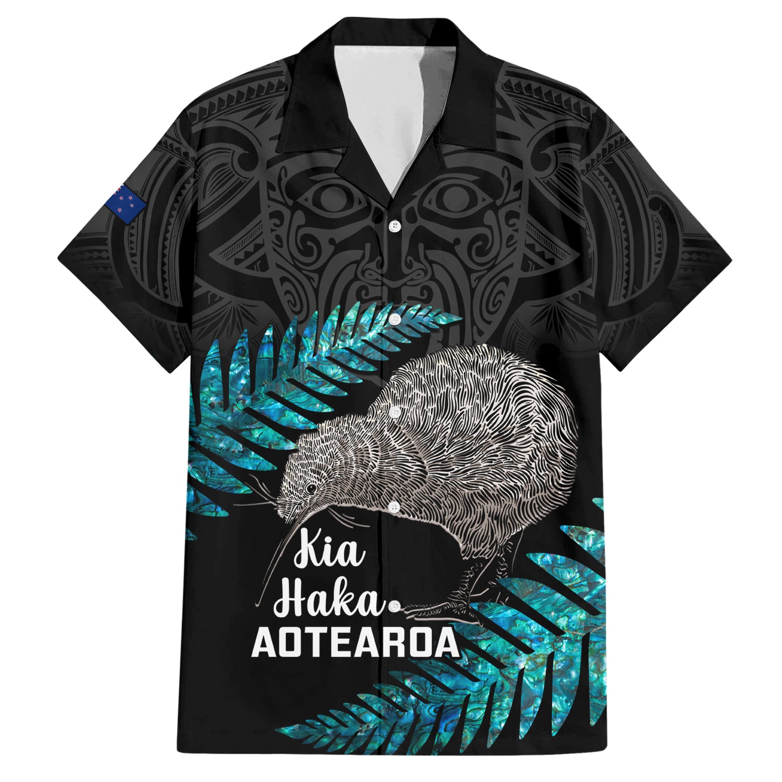 custom-new-zealand-silver-fern-rugby-family-matching-short-sleeve-bodycon-dress-and-hawaiian-shirt-pacific-2023-kia-haka-kiwis-with-maori-ta-moko