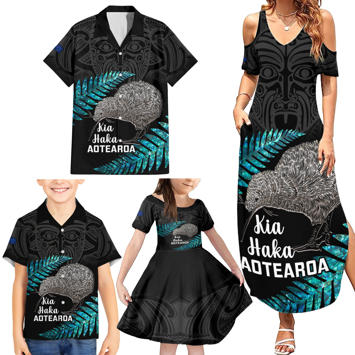 custom-new-zealand-silver-fern-rugby-family-matching-summer-maxi-dress-and-hawaiian-shirt-pacific-2023-kia-haka-kiwis-with-maori-ta-moko