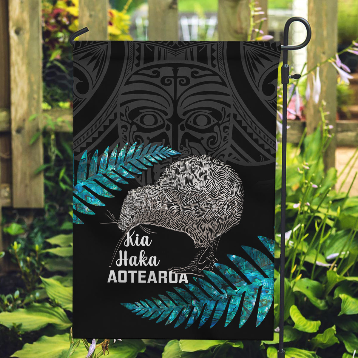 New Zealand Silver Fern Rugby Garden Flag Pacific 2023 Kia Haka Kiwis With Maori Ta Moko - Vibe Hoodie Shop