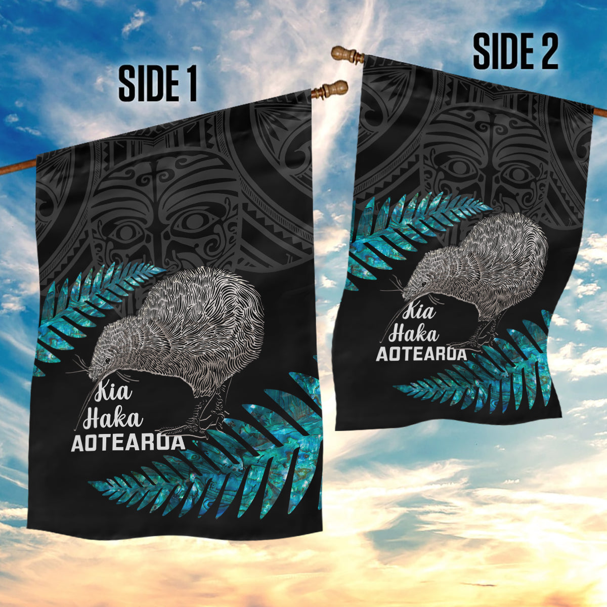 New Zealand Silver Fern Rugby Garden Flag Pacific 2023 Kia Haka Kiwis With Maori Ta Moko - Vibe Hoodie Shop