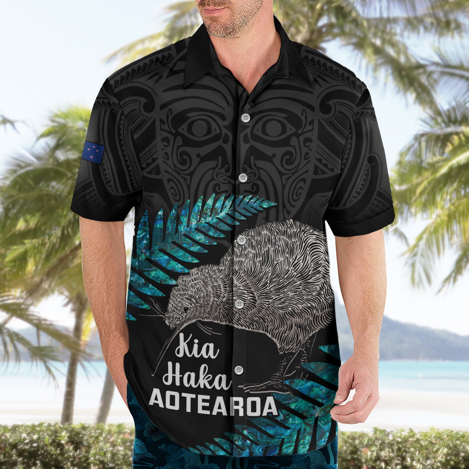 Custom New Zealand Silver Fern Rugby Hawaiian Shirt Pacific 2023 Kia Haka Kiwis With Maori Ta Moko - Vibe Hoodie Shop