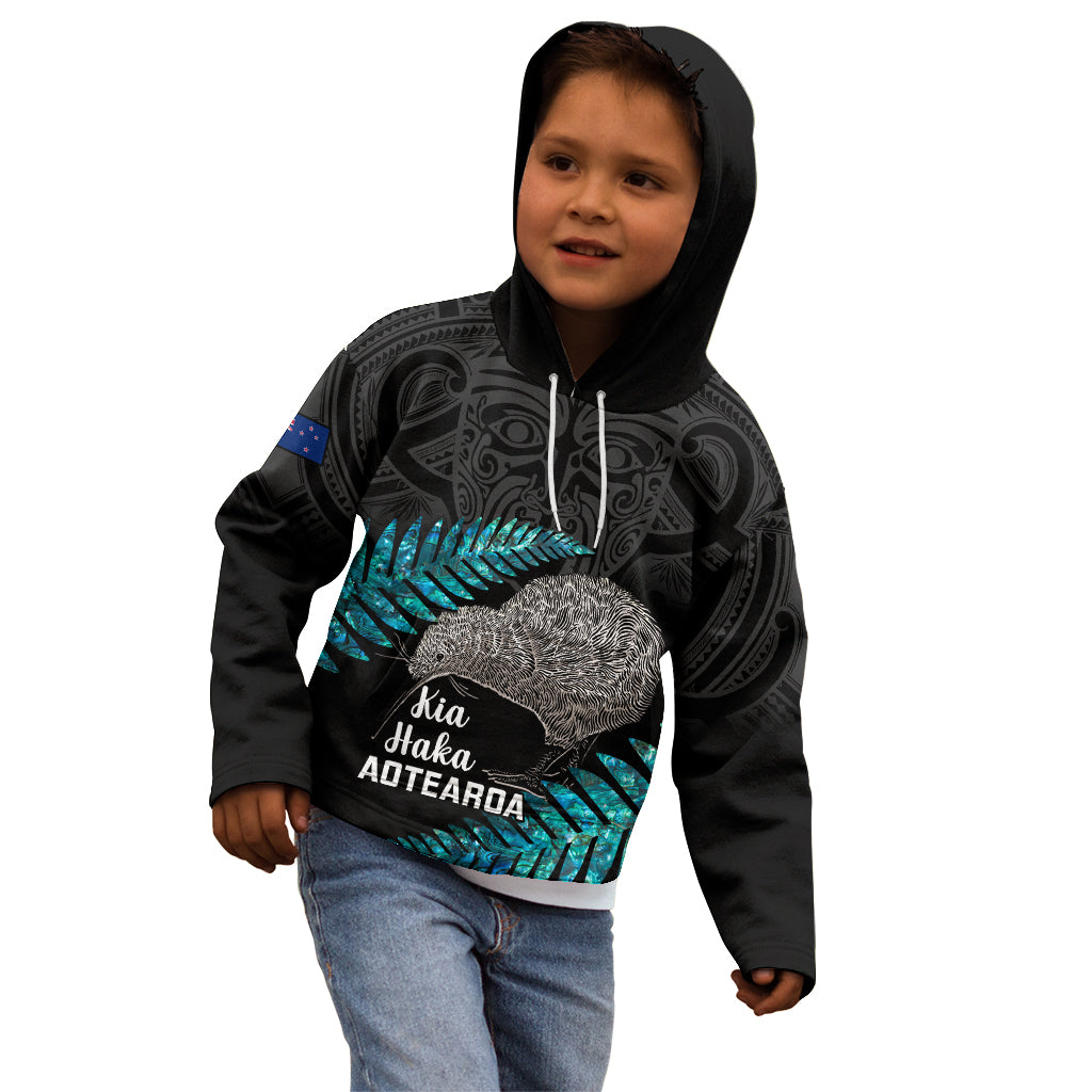 Custom New Zealand Silver Fern Rugby Kid Hoodie Pacific 2023 Kia Haka Kiwis With Maori Ta Moko - Vibe Hoodie Shop