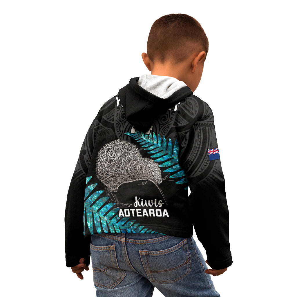 Custom New Zealand Silver Fern Rugby Kid Hoodie Pacific 2023 Kia Haka Kiwis With Maori Ta Moko - Vibe Hoodie Shop