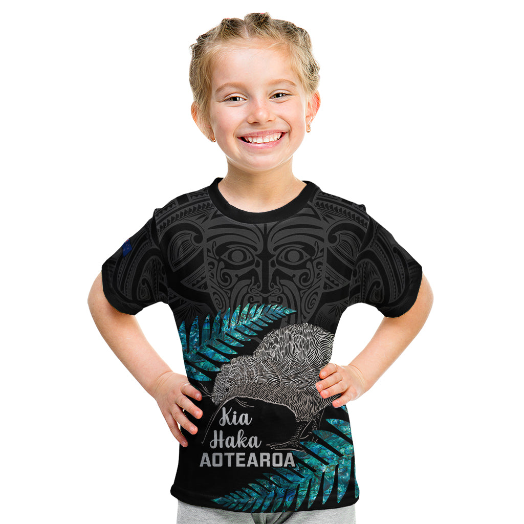 Custom New Zealand Silver Fern Rugby Kid T Shirt Pacific 2023 Kia Haka Kiwis With Maori Ta Moko - Vibe Hoodie Shop