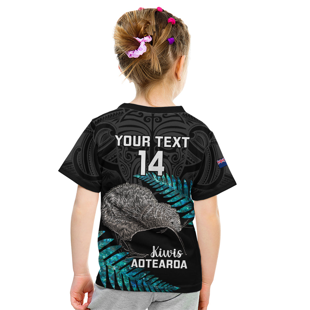 Custom New Zealand Silver Fern Rugby Kid T Shirt Pacific 2023 Kia Haka Kiwis With Maori Ta Moko - Vibe Hoodie Shop