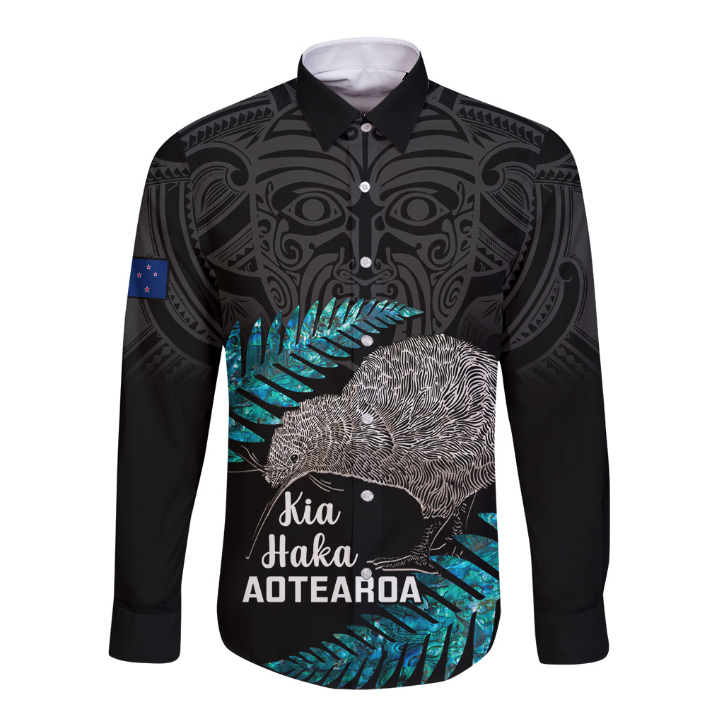 Custom New Zealand Silver Fern Rugby Long Sleeve Button Shirt Pacific 2023 Kia Haka Kiwis With Maori Ta Moko - Vibe Hoodie Shop