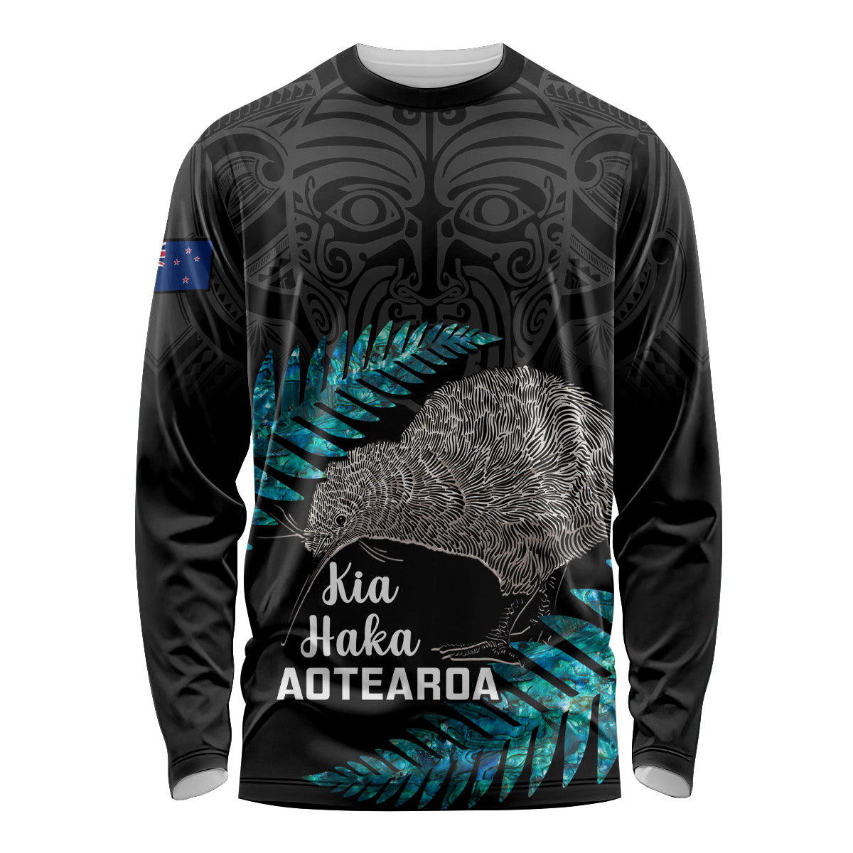 Custom New Zealand Silver Fern Rugby Long Sleeve Shirt Pacific 2023 Kia Haka Kiwis With Maori Ta Moko - Vibe Hoodie Shop