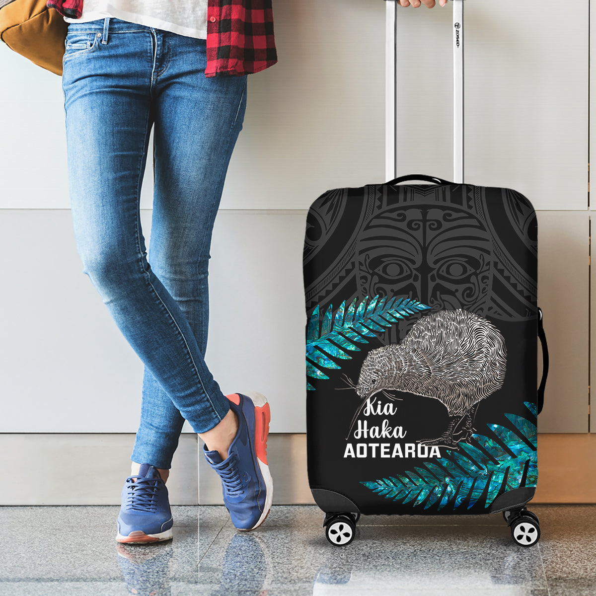 New Zealand Silver Fern Rugby Luggage Cover Pacific 2023 Kia Haka Kiwis With Maori Ta Moko - Vibe Hoodie Shop