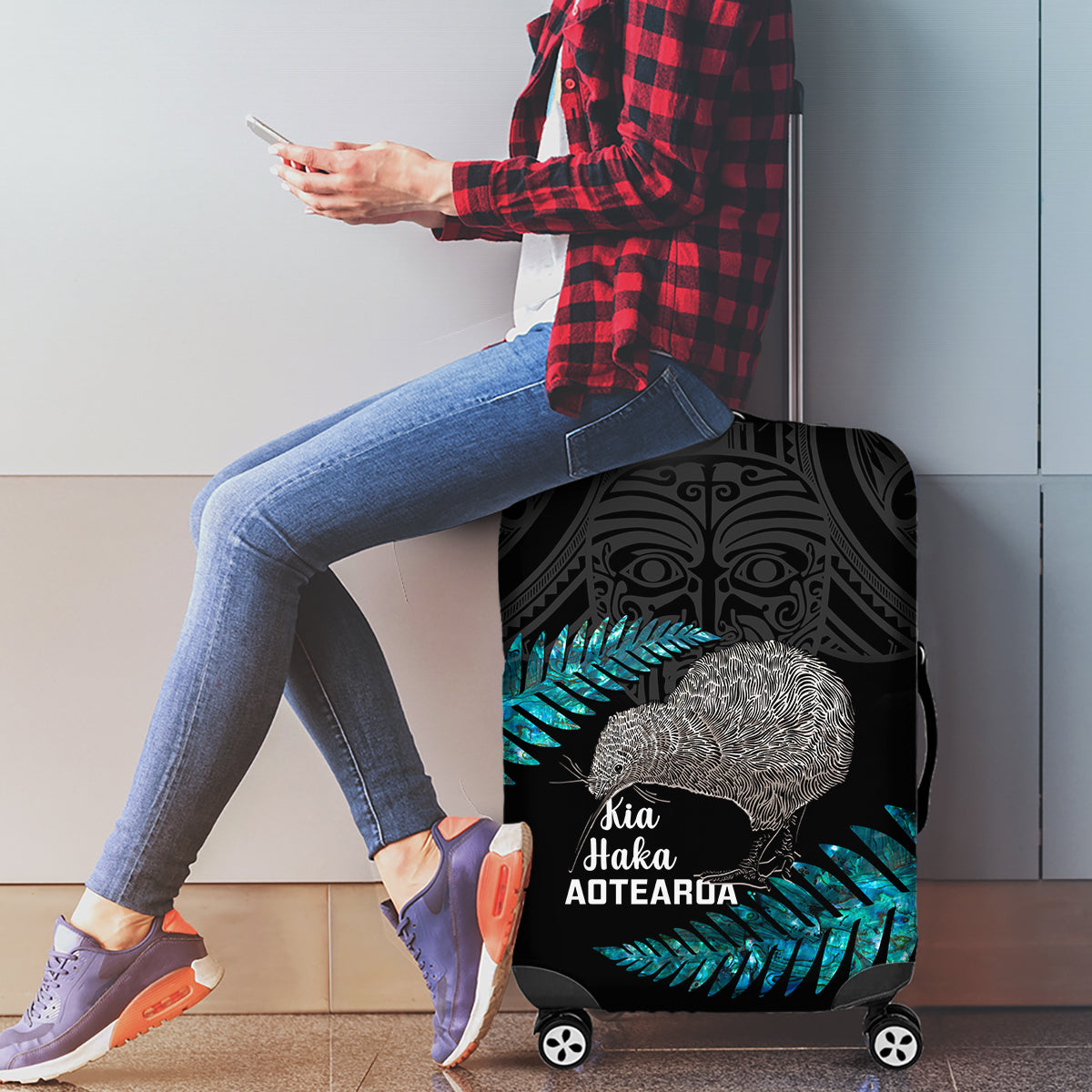 New Zealand Silver Fern Rugby Luggage Cover Pacific 2023 Kia Haka Kiwis With Maori Ta Moko - Vibe Hoodie Shop