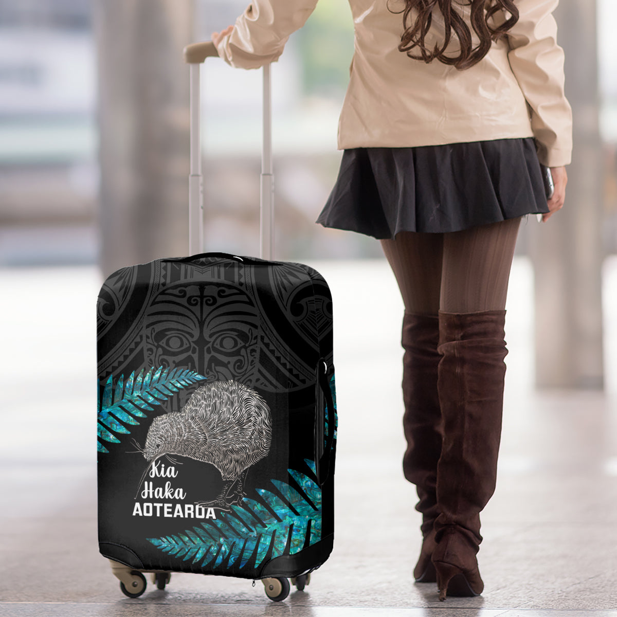 New Zealand Silver Fern Rugby Luggage Cover Pacific 2023 Kia Haka Kiwis With Maori Ta Moko - Vibe Hoodie Shop