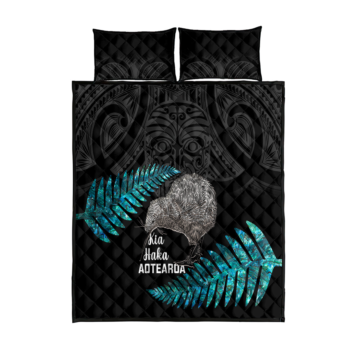 New Zealand Silver Fern Rugby Quilt Bed Set Pacific 2023 Kia Haka Kiwis With Maori Ta Moko - Vibe Hoodie Shop