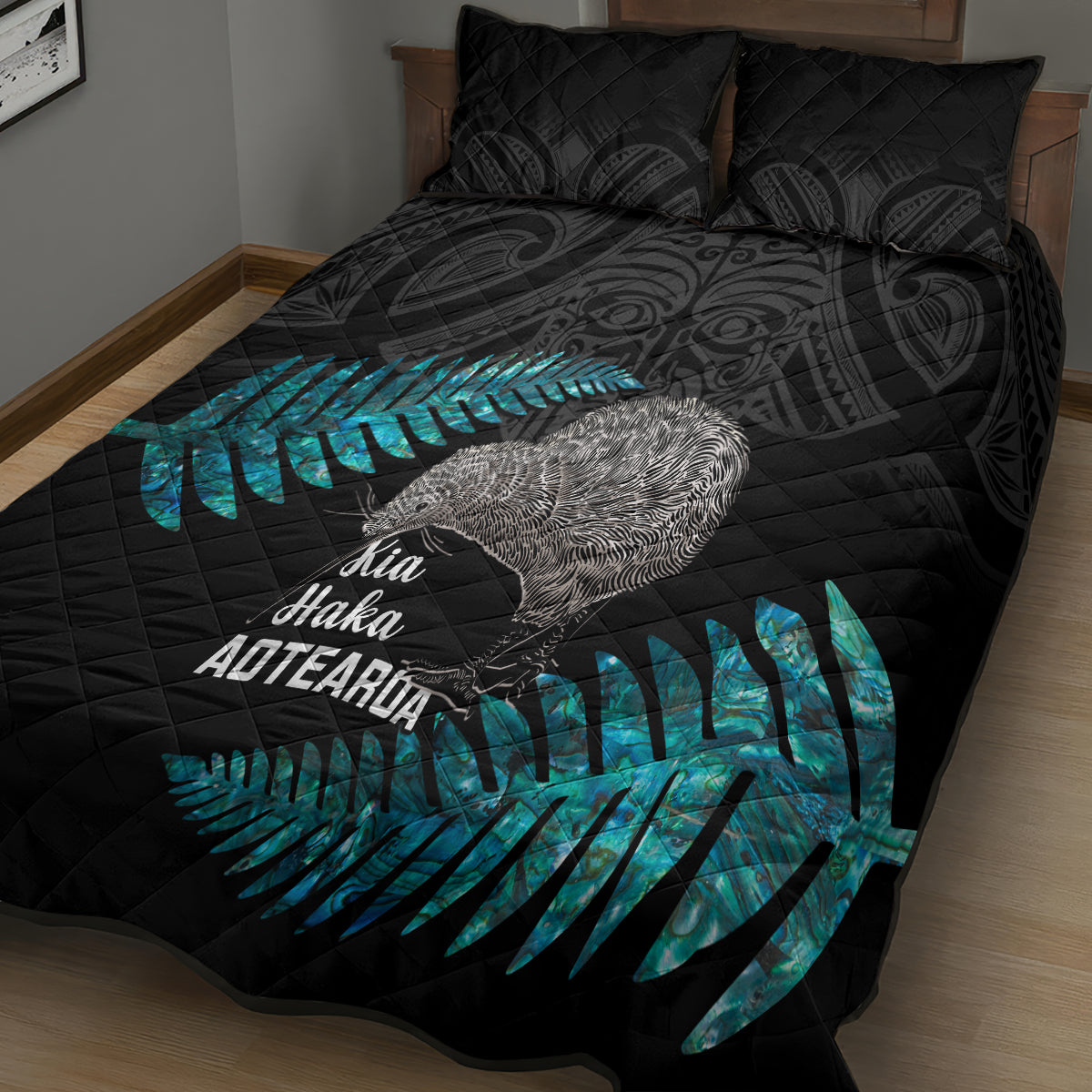 New Zealand Silver Fern Rugby Quilt Bed Set Pacific 2023 Kia Haka Kiwis With Maori Ta Moko - Vibe Hoodie Shop