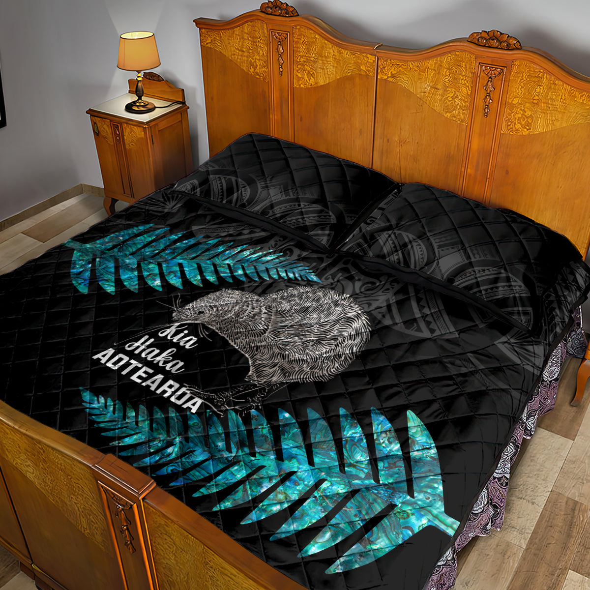 New Zealand Silver Fern Rugby Quilt Bed Set Pacific 2023 Kia Haka Kiwis With Maori Ta Moko - Vibe Hoodie Shop
