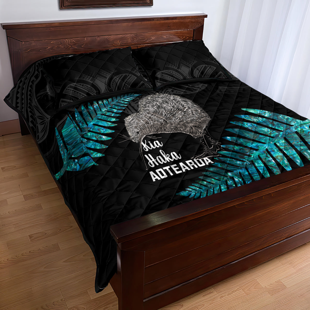 New Zealand Silver Fern Rugby Quilt Bed Set Pacific 2023 Kia Haka Kiwis With Maori Ta Moko - Vibe Hoodie Shop