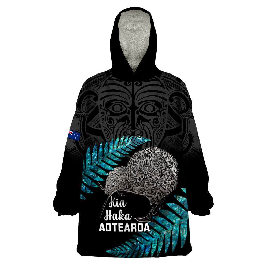 Custom New Zealand Silver Fern Rugby Wearable Blanket Hoodie Pacific 2023 Kia Haka Kiwis With Maori Ta Moko - Vibe Hoodie Shop