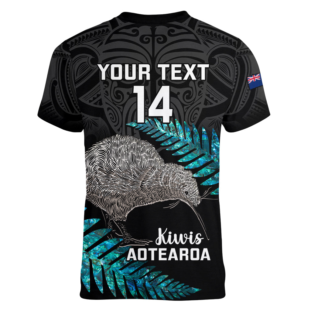 Custom New Zealand Silver Fern Rugby Women V Neck T Shirt Pacific 2023 Kia Haka Kiwis With Maori Ta Moko - Vibe Hoodie Shop