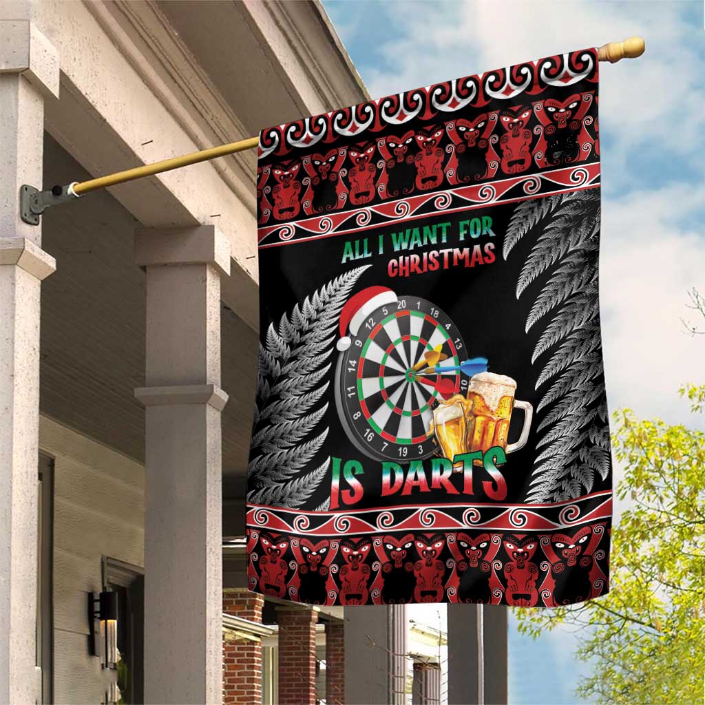 All I Want For Christmas Is Darts New Zealand Garden Flag - Vibe Hoodie Shop