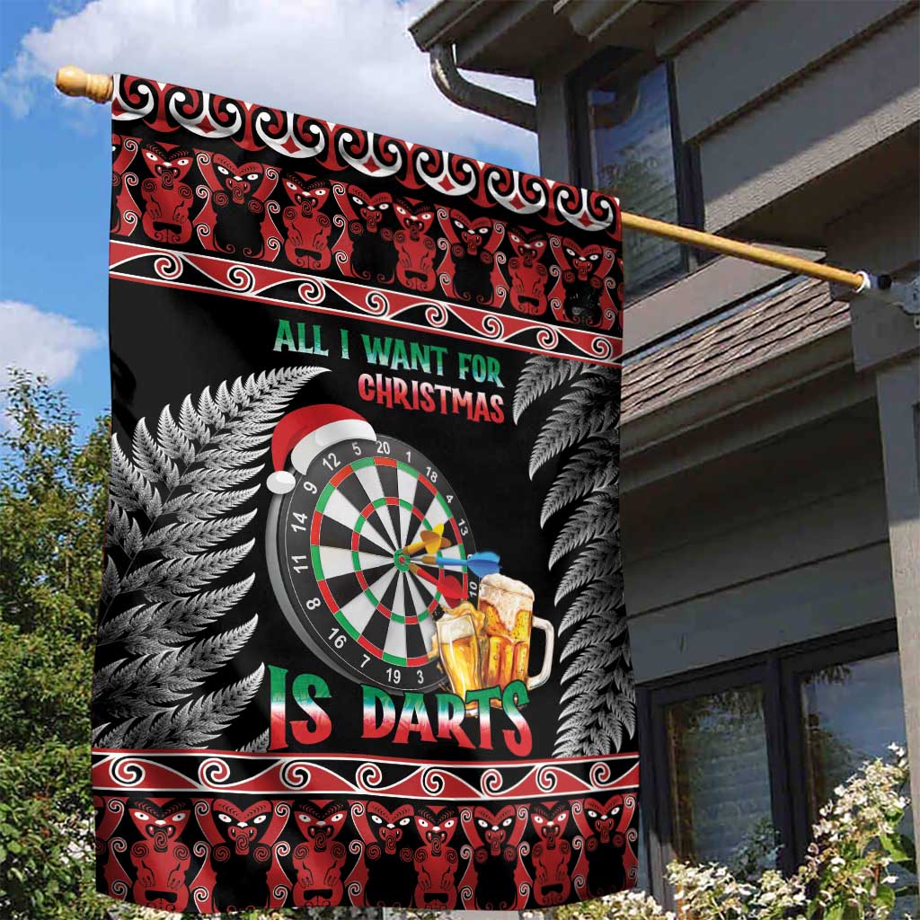 All I Want For Christmas Is Darts New Zealand Garden Flag - Vibe Hoodie Shop
