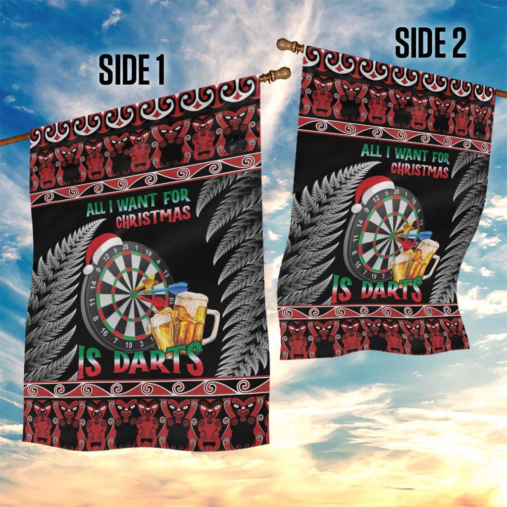 All I Want For Christmas Is Darts New Zealand Garden Flag - Vibe Hoodie Shop