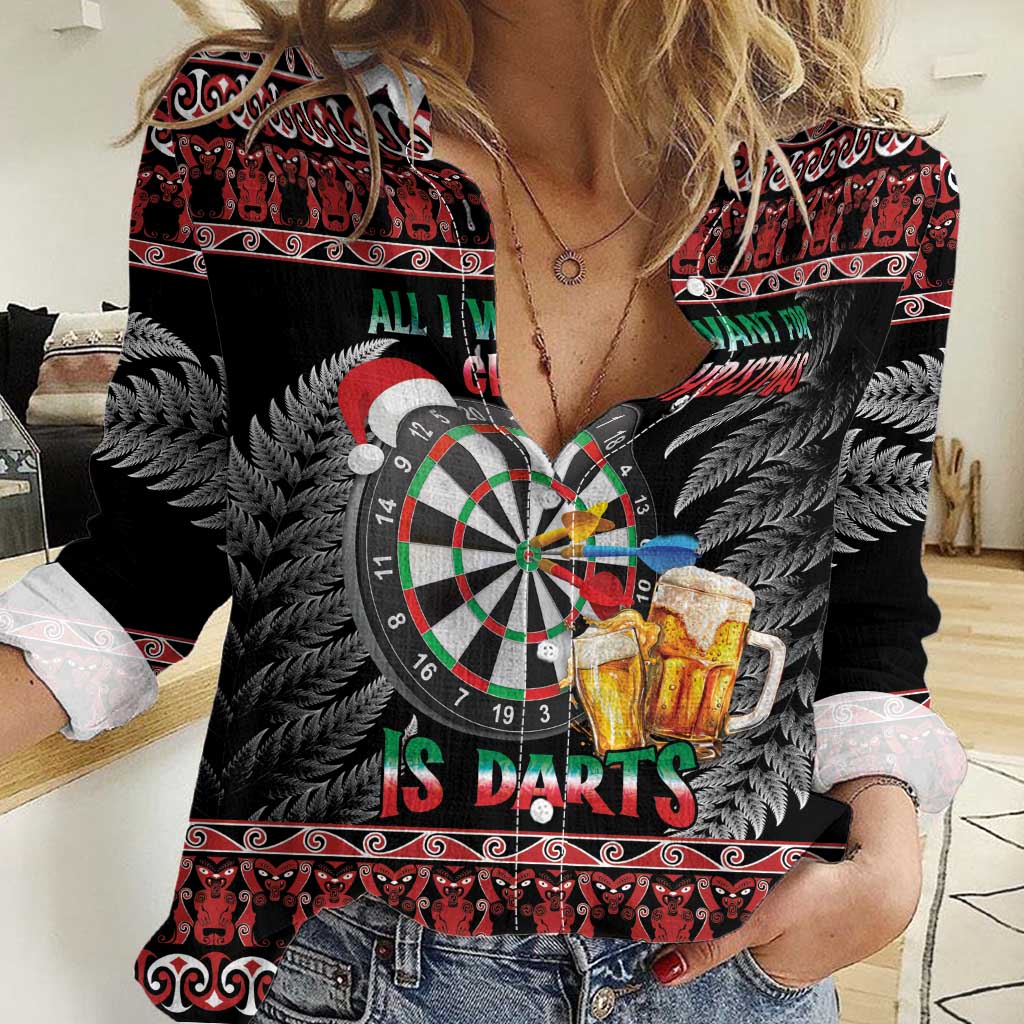 All I Want For Christmas Is Darts New Zealand Women Casual Shirt - Vibe Hoodie Shop