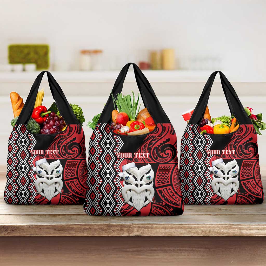 Personalised New Zealand Christmas Grocery Bag Meri Kirihimete Maori Wheku - Taniko Art