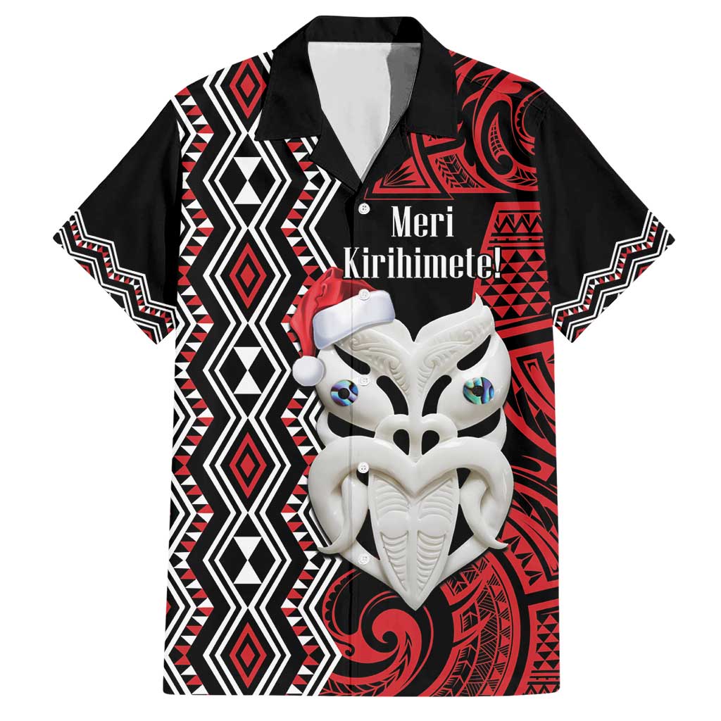 Personalised New Zealand Christmas Hawaiian Shirt Meri Kirihimete Maori Wheku - Taniko Art - Vibe Hoodie Shop