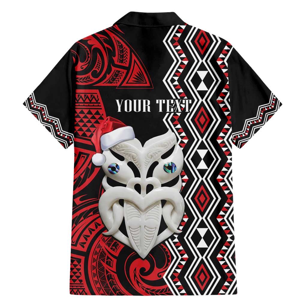 Personalised New Zealand Christmas Hawaiian Shirt Meri Kirihimete Maori Wheku - Taniko Art - Vibe Hoodie Shop