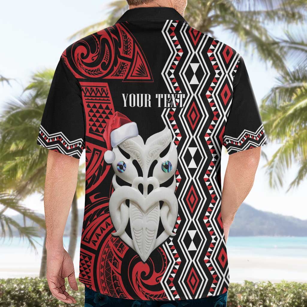 Personalised New Zealand Christmas Hawaiian Shirt Meri Kirihimete Maori Wheku - Taniko Art - Vibe Hoodie Shop