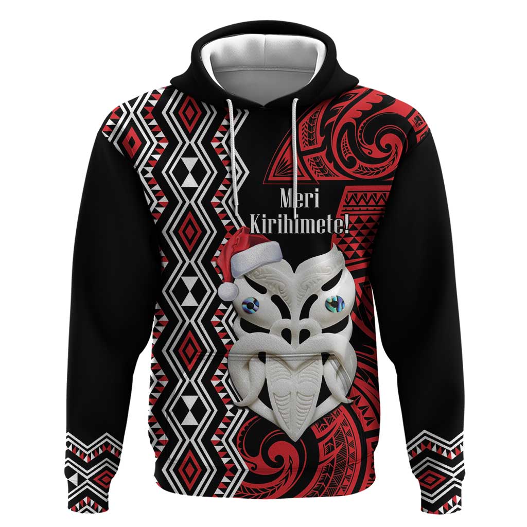 Personalised New Zealand Christmas Hoodie Meri Kirihimete Maori Wheku - Taniko Art - Vibe Hoodie Shop