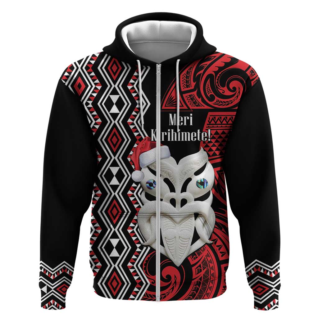 Personalised New Zealand Christmas Hoodie Meri Kirihimete Maori Wheku - Taniko Art - Vibe Hoodie Shop