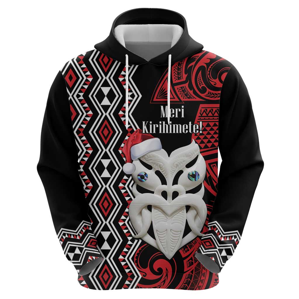 Personalised New Zealand Christmas Hoodie Meri Kirihimete Maori Wheku - Taniko Art - Vibe Hoodie Shop