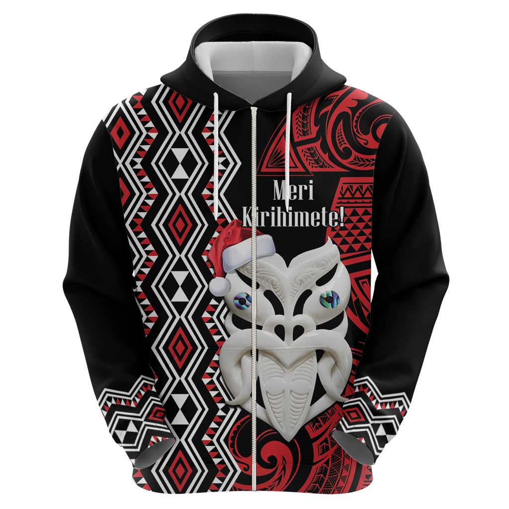 Personalised New Zealand Christmas Hoodie Meri Kirihimete Maori Wheku - Taniko Art - Vibe Hoodie Shop