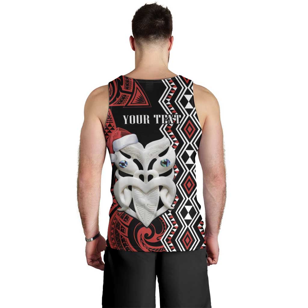 Personalised New Zealand Christmas Men Tank Top Meri Kirihimete Maori Wheku - Taniko Art - Vibe Hoodie Shop