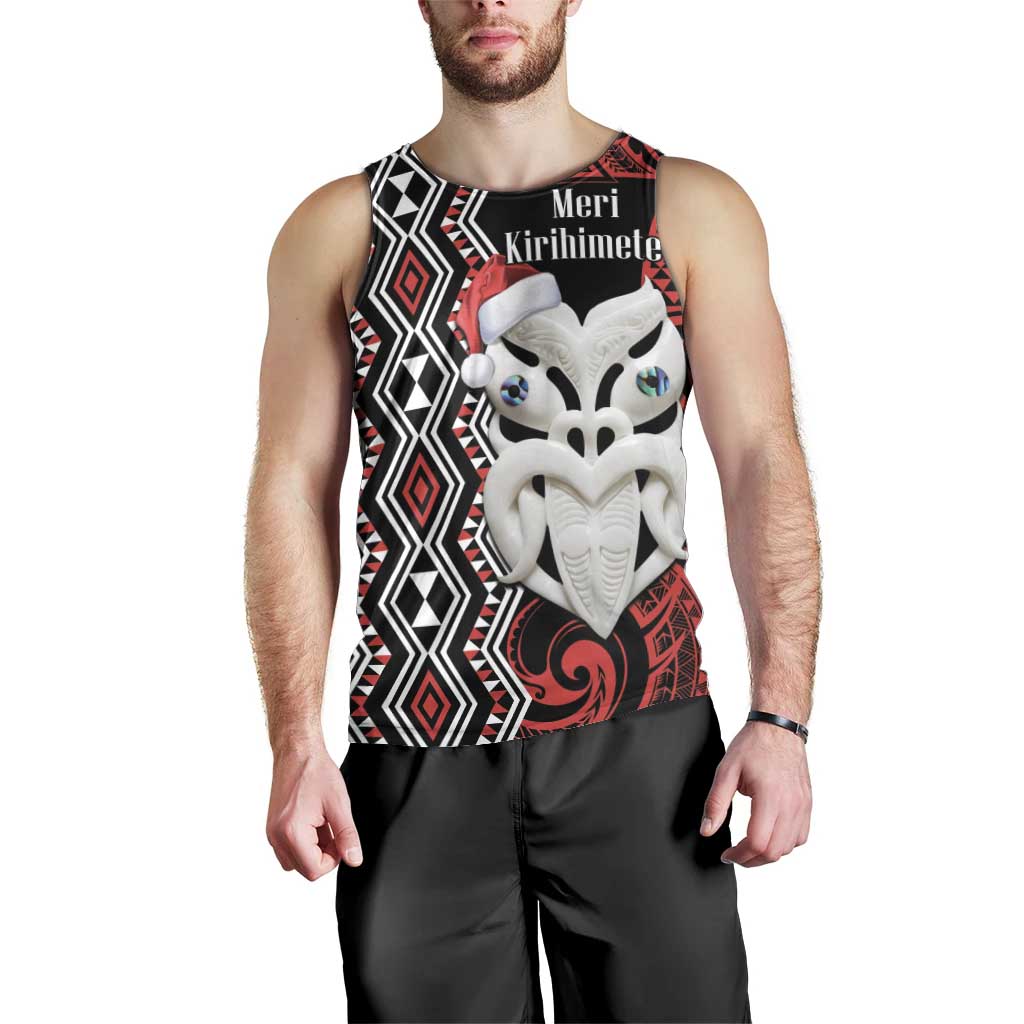 Personalised New Zealand Christmas Men Tank Top Meri Kirihimete Maori Wheku - Taniko Art - Vibe Hoodie Shop