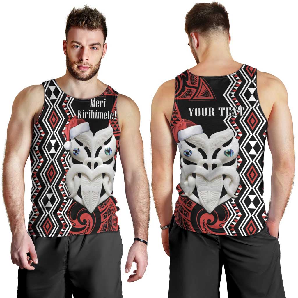 Personalised New Zealand Christmas Men Tank Top Meri Kirihimete Maori Wheku - Taniko Art - Vibe Hoodie Shop
