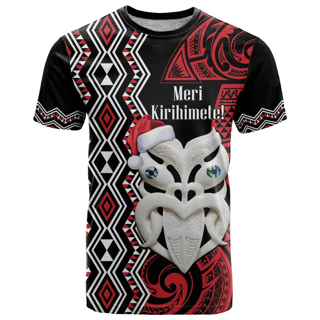 Personalised New Zealand Christmas T Shirt Meri Kirihimete Maori Wheku - Taniko Art - Vibe Hoodie Shop