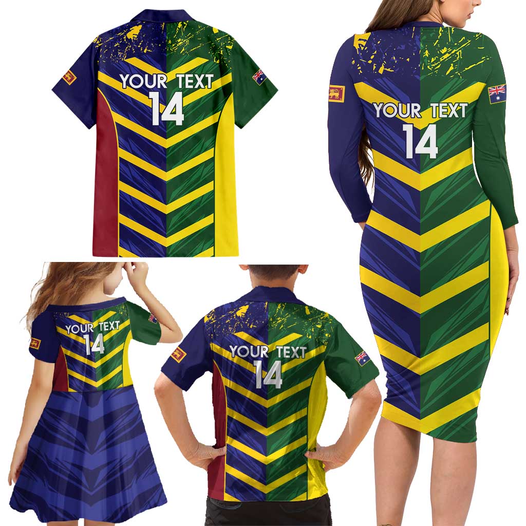 Custom Sri Lanka And Australia Cricket Family Matching Long Sleeve Bodycon Dress and Hawaiian Shirt 2025 The Lions Baggy Greens Together