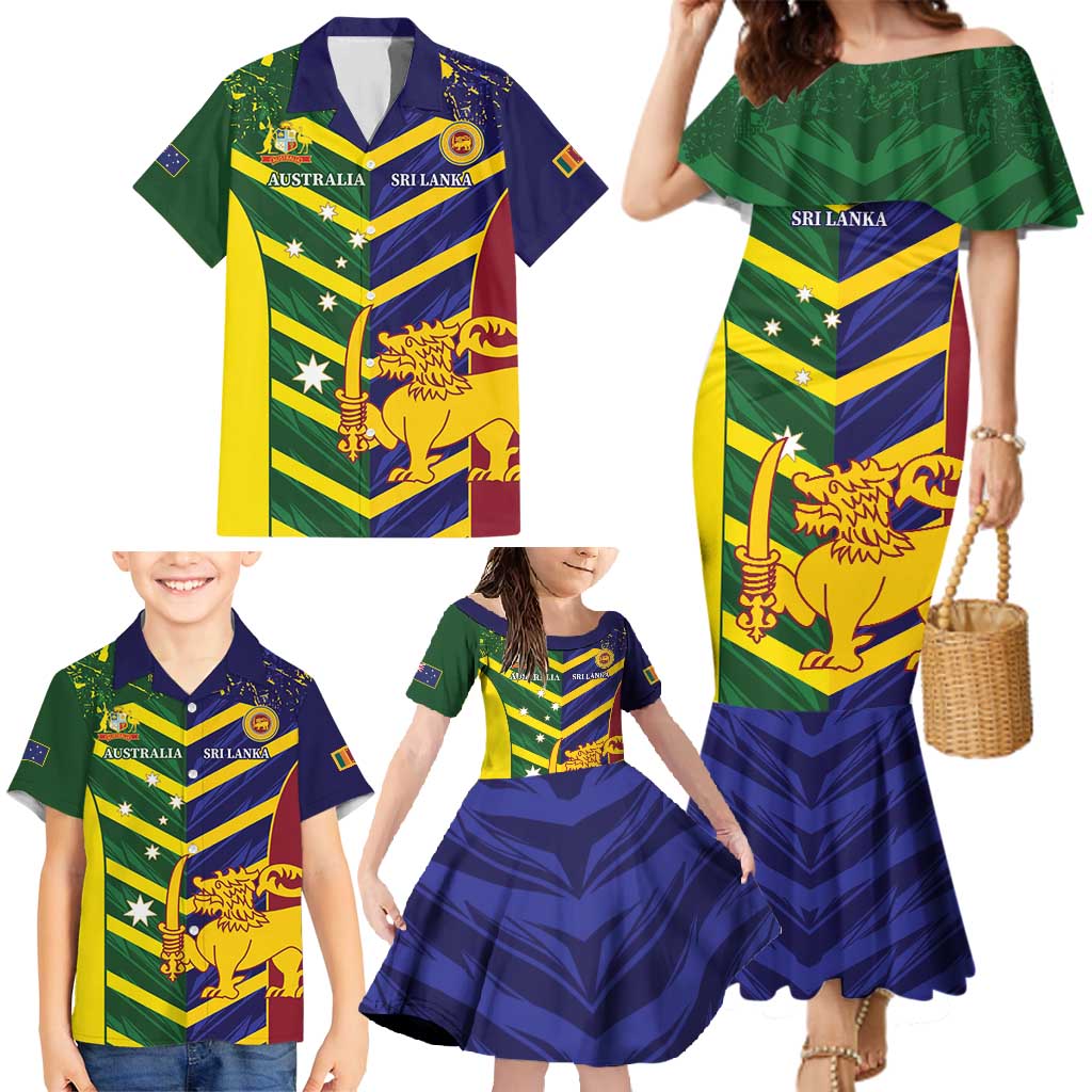 Custom Sri Lanka And Australia Cricket Family Matching Mermaid Dress and Hawaiian Shirt 2025 The Lions Baggy Greens Together