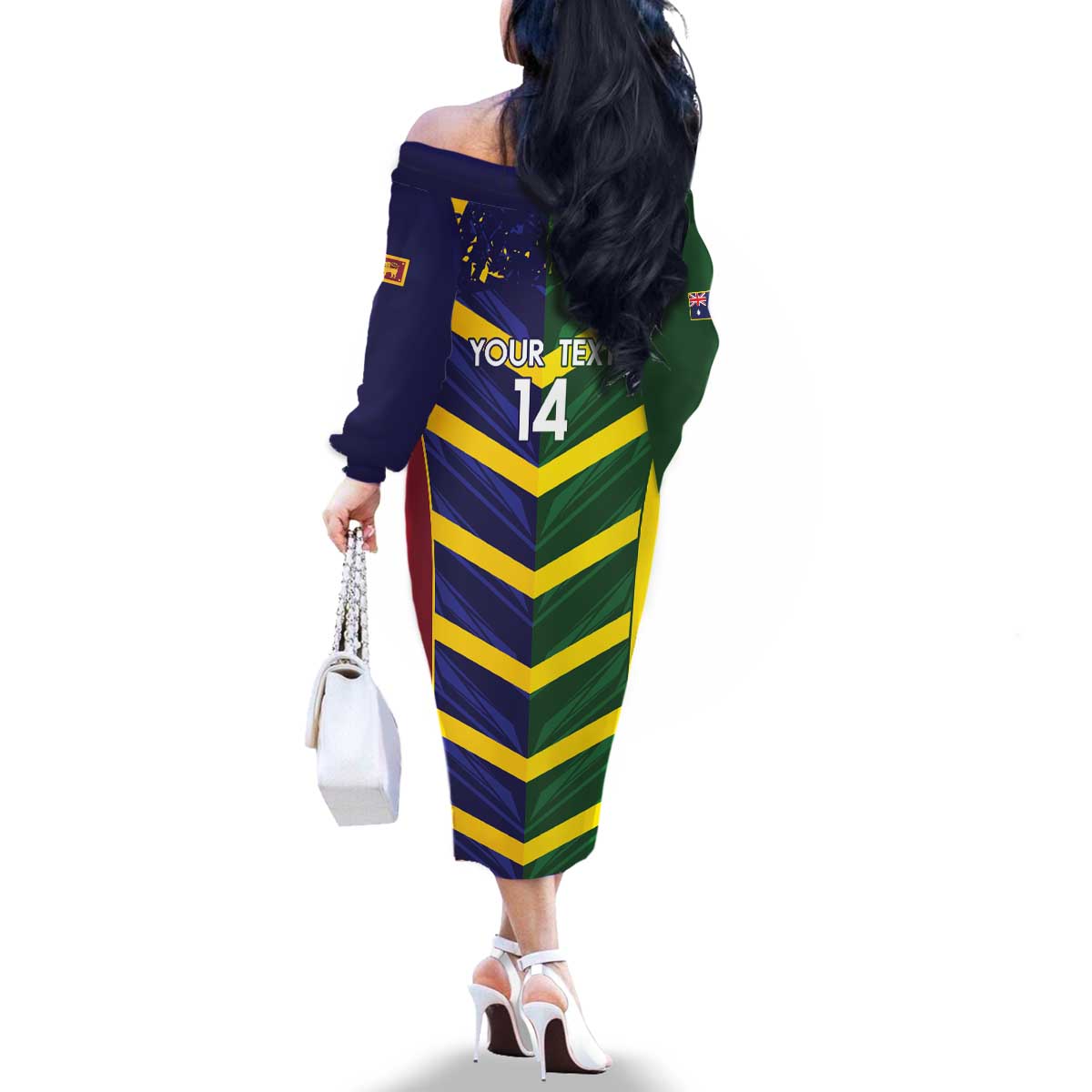 Custom Sri Lanka And Australia Cricket Family Matching Off The Shoulder Long Sleeve Dress and Hawaiian Shirt 2025 The Lions Baggy Greens Together