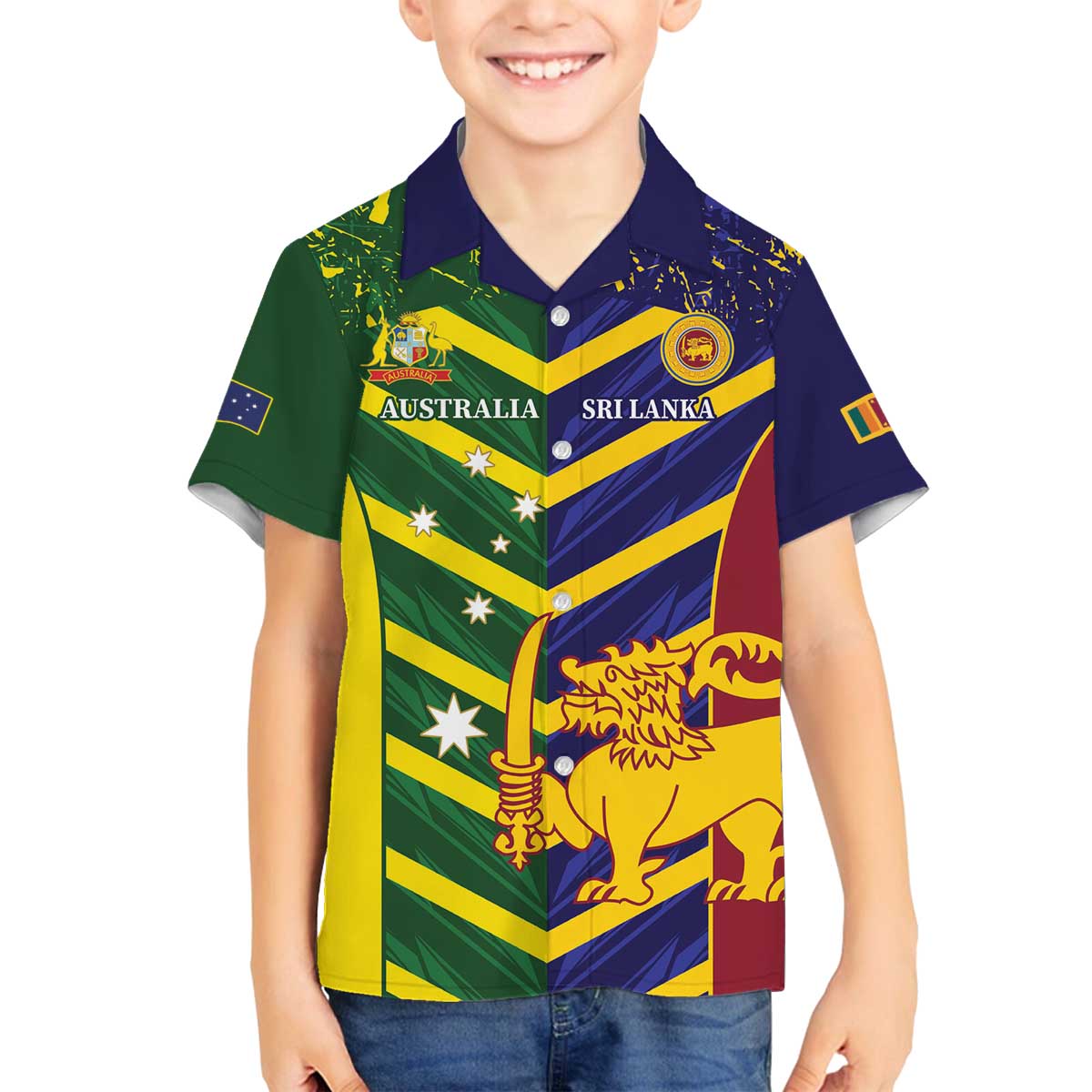 Custom Sri Lanka And Australia Cricket Family Matching Off The Shoulder Long Sleeve Dress and Hawaiian Shirt 2025 The Lions Baggy Greens Together